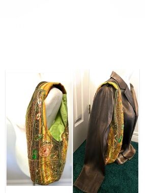 🆕🎁 Boho Sequin & Bead Paisley Hobo Bag – Multicolor with Inner Drawstring Lining